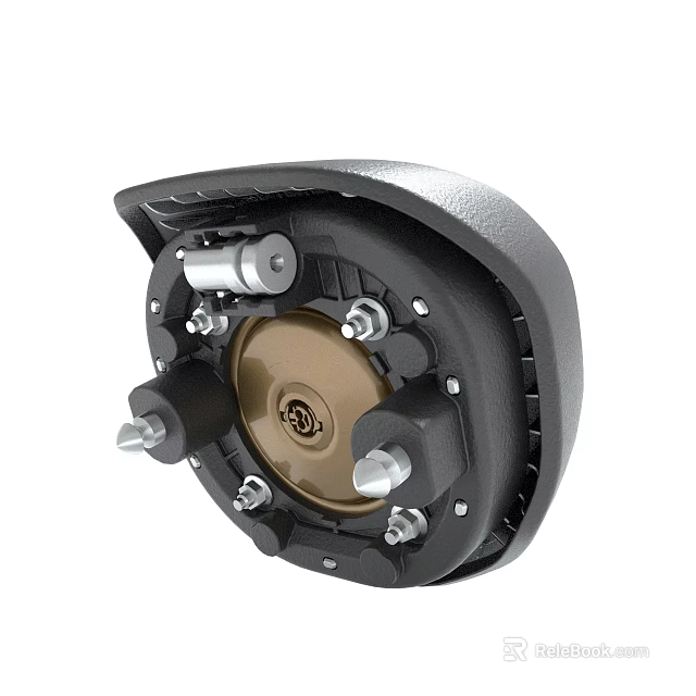 Mechanical Component With Metal Parts Bolts Brown Center And Black Housing 3d model 
