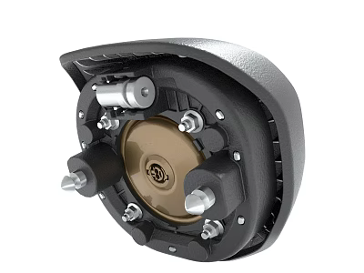 Mechanical Component With Metal Parts Bolts Brown Center And Black Housing 3d model