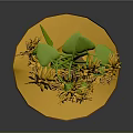 Sunflowers in Yellow Vase Placed on Yellow Round Base Against Dark Background