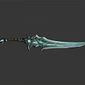 Turquoise Fantasy Sword With Golden Accents Wrapped Hilt Gemstone And Shiny Reflective Blade