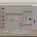 Modern Shoe Cabinet With Storage Cabinets Open Shelves Clothing Hooks Display Bags Shoes Decorative Plant