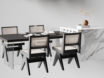 Dining table and chair combination model