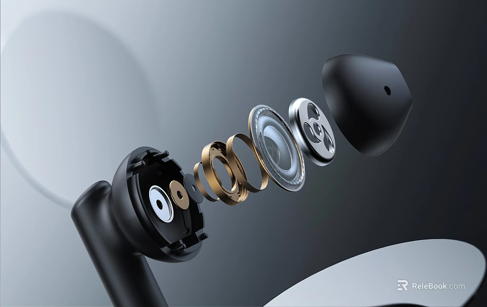 Disassembled Headphone Speaker Components With Modern Design Metal Rings Circular Parts Arranged In Order 3d model 