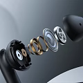 Disassembled Headphone Speaker Components With Modern Design Metal Rings Circular Parts Arranged In Order