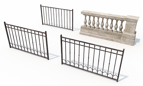 Railing wrought iron railings 3d model