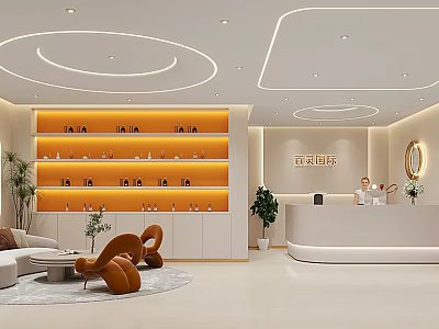 Luxurious SPA Sauna Reception Area With Comfortable Seating And Ambient Lighting 3d model