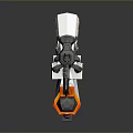 Sci Fi Futuristic Mechanical Weapon With White Orange Black Design Barrel And Gear Details