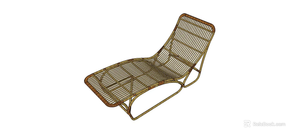Wicker Lounge Chair With Curved Frame And Comfortable Seating Design 3d model 