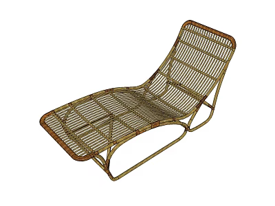 Wicker Lounge Chair With Curved Frame And Comfortable Seating Design 3d model