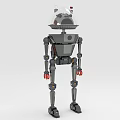 Detailed Gray Mechanical Robot With Transparent Head Dome Red Hands And Standing Posture