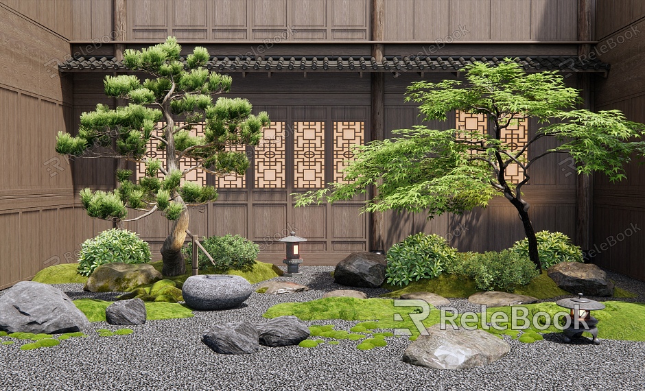 New Chinese Courtyard Courtyard Landscape model