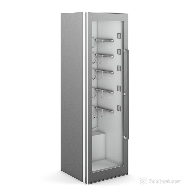 Commercial Upright Refrigerator Freezer with Glass Door and Multiple Storage Shelves 3d model 