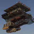 GAL PRONTO Floating Building With Metal Structure Staircase And Sandbags In Blue Sky