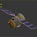 Advanced Satellite Equipment With Solar Panels Metallic Body And Orange Module Section 3d model