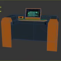 Industrial Control Equipment With Orange Stands Blue Main Body And Display Screen