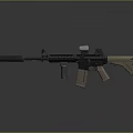 Modern Tactical Assault Rifle With Black Tan Finish Scope And Magazine