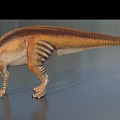 Detailed Reptile Dinosaur Model With Long Neck Spiked Back And Striped Skin