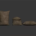 Three Soft Brown Fabric Cushions For Home Decor And Seating Use 3d model