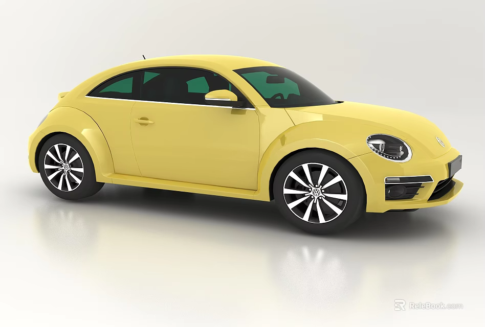 Yellow Volkswagen Beetle Car Featuring Modern Design And Stylish Wheels 3d model 