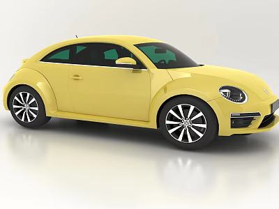 Yellow Volkswagen Beetle Car Featuring Modern Design And Stylish Wheels 3d model