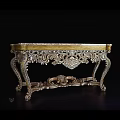 Luxury Ornate Console Table With Intricate Carvings And Elegant Silver Gold Leg Design