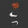 Woman Wearing Stylish White Bra Transparent Panties With Red Fluffy Accessory