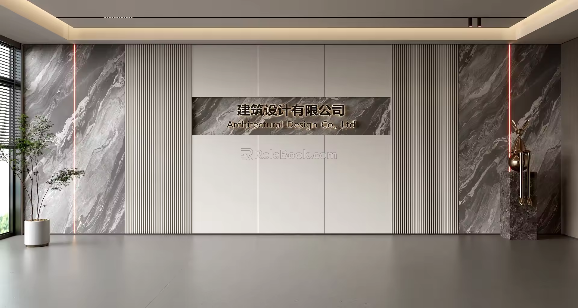 Modern Front Desk Background Wall Simple Background Wall Front Desk Reception Area Background Wall Company Front Desk Background Wall 3d model