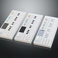 Three White Musical Instrument Control Panels With Buttons Knobs And Screens