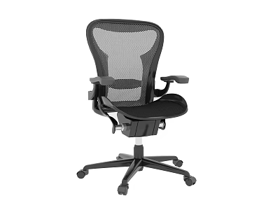 Ergonomic Black Mesh Back Office Chair With Adjustable Armrests Swivel Base And Caster Wheels 3d model
