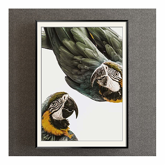 Modern Animal Painting Simple Green Children's Room Animal Parrot Decorative Painting 3d model