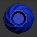 Blue Carved Vase Sculpture With Twisted Texture And Shiny Surface On Dark Background