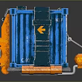 EAGLE 0773 Recycling Container With Orange Blue Body Circular Components And Arrow 3d model