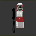 Vintage Red Payphone With Rotary Dial Coin Slot Handset And Local Calls Label