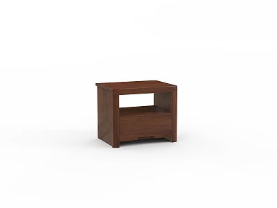 Classic Wooden Bedside Table with Open Storage Shelf and Solid Design 3d model