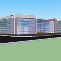 Modern Commercial Complex Exterior With Glass Facade Red Brown Walls And Multi Storey Design