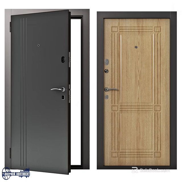 Modern Swing Door Designs In Dark And Wood Grain Finishes For Home 3d model 