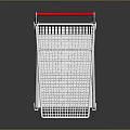 Sturdy White Metal Shopping Cart With Red Handle And Bottom Storage Shelf