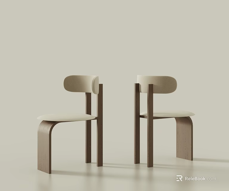 Modern Leisure Chairs With Curved Wooden Frame And Comfortable Fabric Seat For Living Room 3d model 
