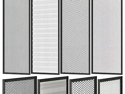 Modern Home Office Room Dividers With Different Mesh Patterns And Metal Frames 3d model
