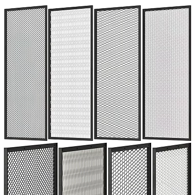 Modern Home Office Room Dividers With Different Mesh Patterns And Metal Frames 3d model