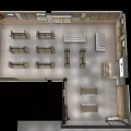 Modern Shopping Mall Retail Store With Wooden Display Shelves And Cashier Counter