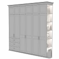 White Wardrobe With Multiple Doors Drawers And Side Storage Shelves For Books And Decorations