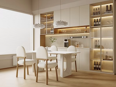 Modern Cream Home Restaurant Open Restaurant 3d model
