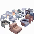 Diverse Single Sofa Designs with Various Colors and Modern Styles 3d model