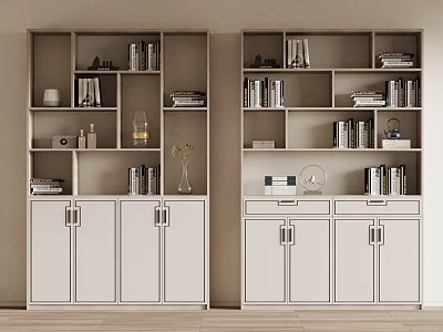 Modern Bookcase with Open Shelves Books Decorative Items and Storage Cabinets 3d model