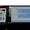 Industrial Equipment For Water Treatment With Yellow Tanks Piping System And Blue Water Processing Tank