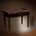 Vintage Old Wooden Table With Worn Tabletop And Sturdy Legs Design