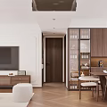 Warm Wood Tone Open Plan Living And Dining Room Interior Design With Comfortable Soft Furnishings