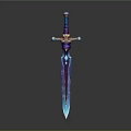 Colorful Fantasy Sword With Blue Purple Gradient And Decorative Hilt Design