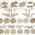 Chinese-style Carved Pattern Totem Window Carved Pane 3d model